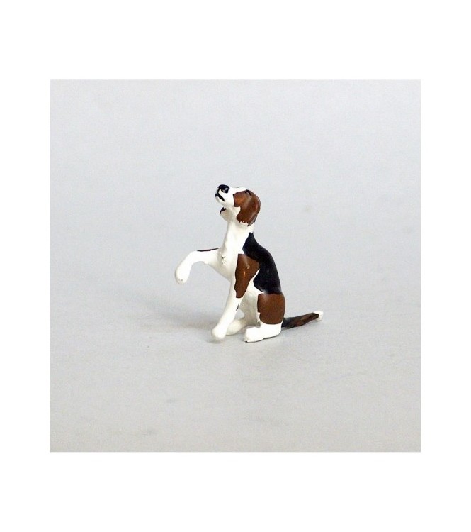 Chien de chasse à courre (Beagle) assis donnant la patte