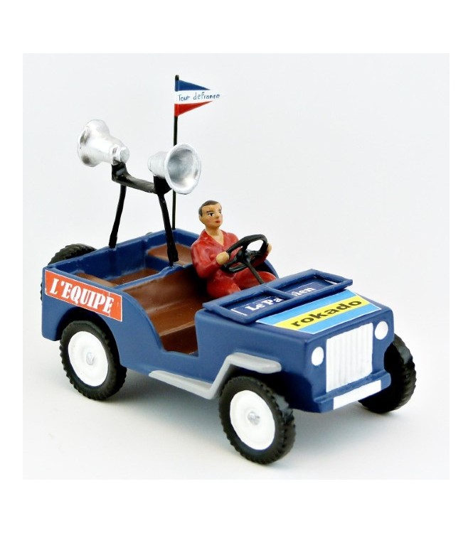 Jeep bleue avec pavillons de mégaphone (+ chauffeur) en coffret rouge