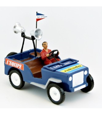 Jeep bleue avec pavillons de mégaphone (+ chauffeur) en coffret rouge