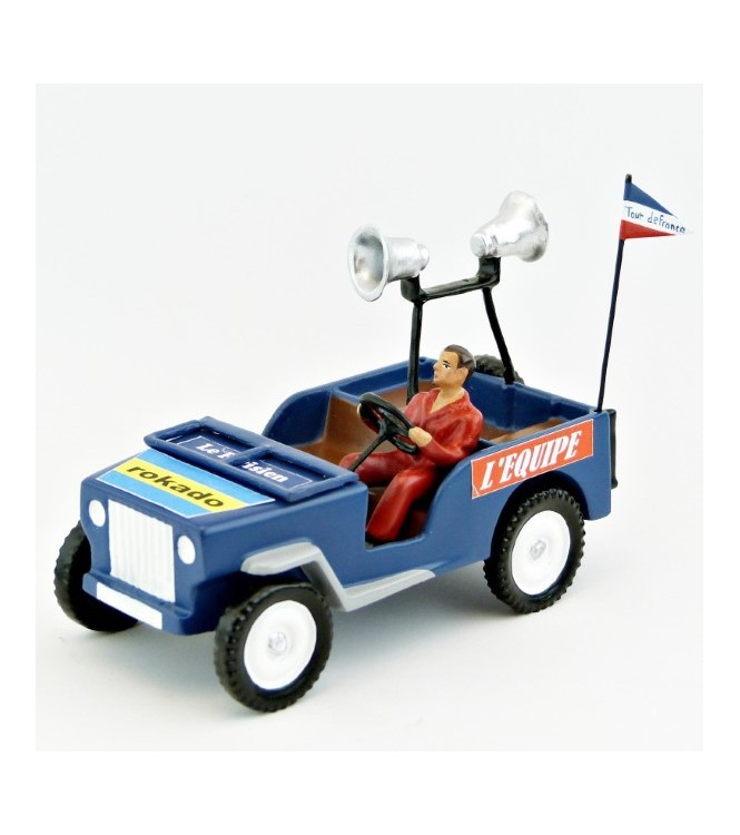 Jeep bleue avec pavillons de mégaphone (+ chauffeur) en coffret rouge