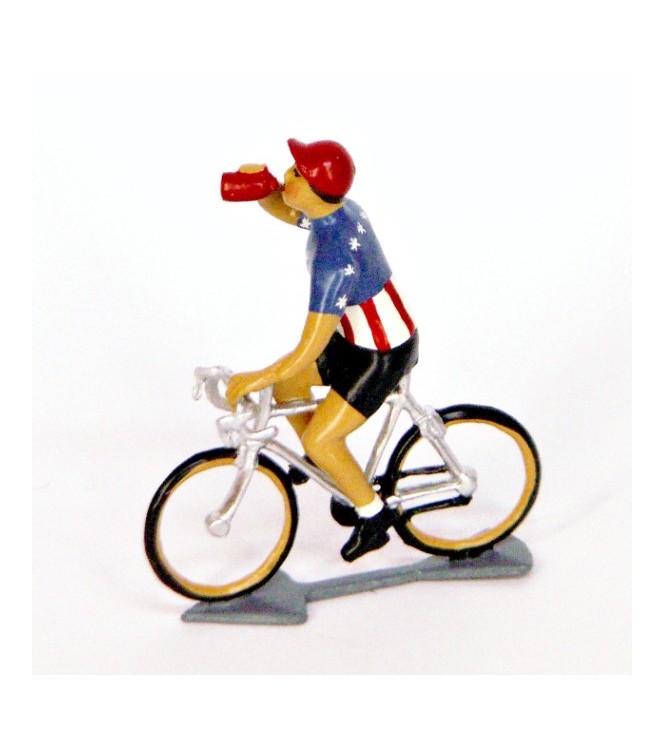 cycliste du Tour de France, Maillot Américain buvant gourde (Etats-Unis, USA)