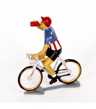 cycliste du Tour de France, Maillot Américain buvant gourde (Etats-Unis, USA)
