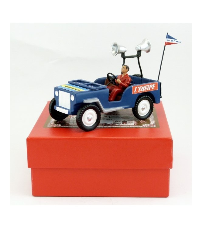 Jeep bleue avec pavillons de mégaphone (chauffeur) en coffret rouge
