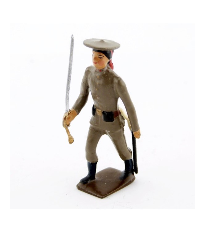 officier des annamites au défilé, tenue moutarde