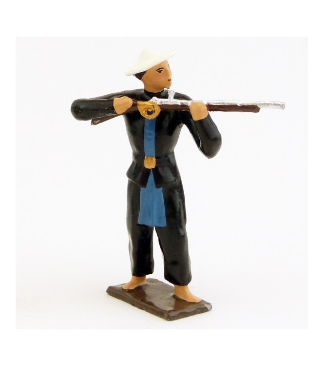 Tirailleur Annamite, en noir, fusil en joue