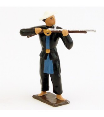 Tirailleur Annamite, en noir, fusil en joue