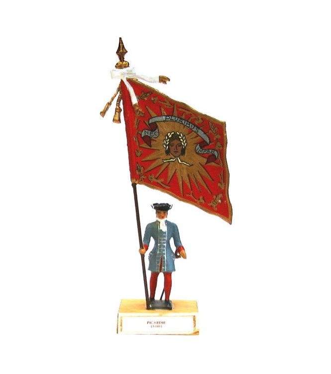 étendard de la Picardie (1680, Louis XIV) sur socle bois