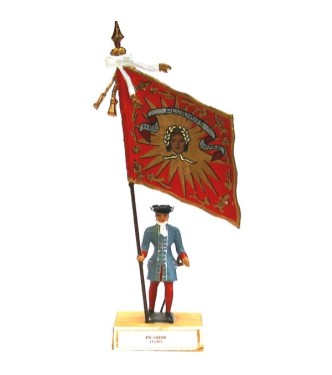 étendard de la Picardie (1680, Louis XIV) sur socle bois