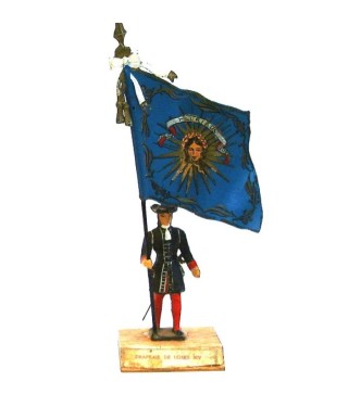 Drapeau Louis XIV (1680, Louis XIV) sur socle bois