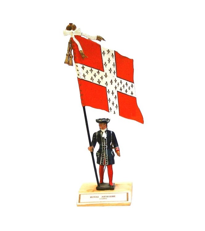 étendard du Royal Artillerie (1690, Louis XIV) sur socle bois