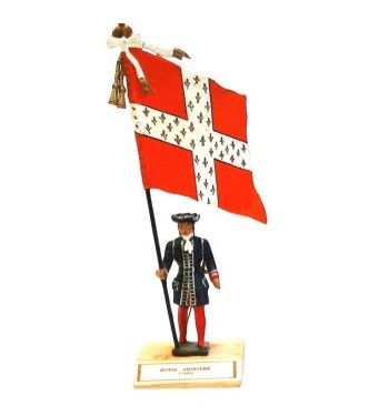 étendard du Royal Artillerie (1690, Louis XIV) sur socle bois