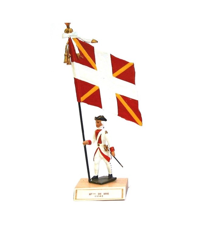 étendard du 87ème De Brie (1748, Louis XV) sur socle bois