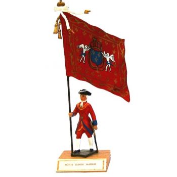 étendard Royal Garde Marine (1740, Louis XV) sur socle bois
