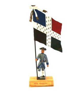 étendard du Royal Roussillon (1680, Louis XIV) sur socle bois