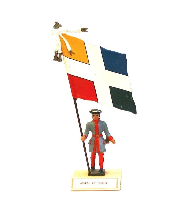 étendard de l'Amiral De France (1680, Louis XIV) sur socle bois