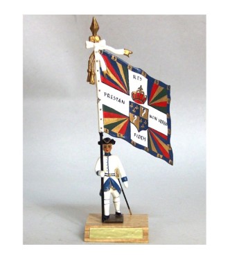 étendard du Régiment Du Dauphin (1750, Louis XV) sur socle bois