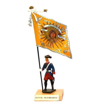 étendard du Royal Normandie (1750, Louis XV) sur socle bois