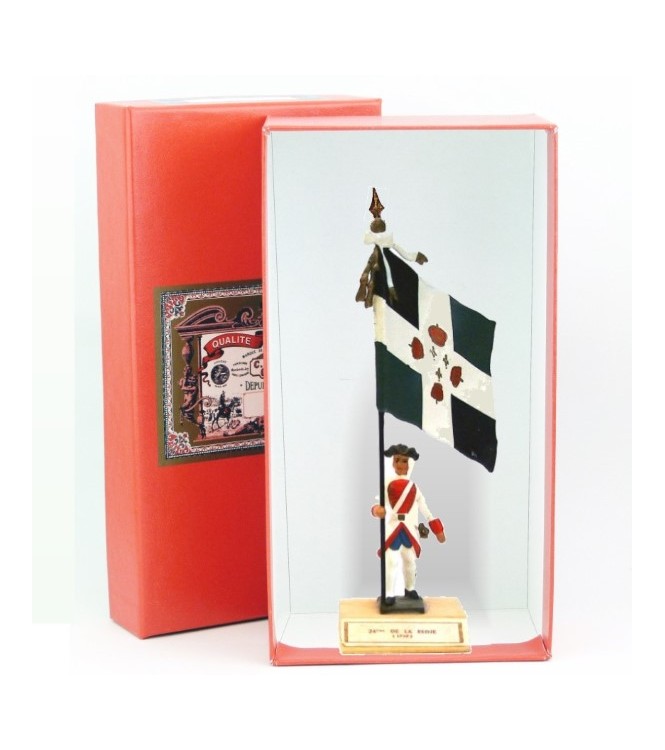 étendard du 24ème De La Reine (1749, Louis XV) en coffret
