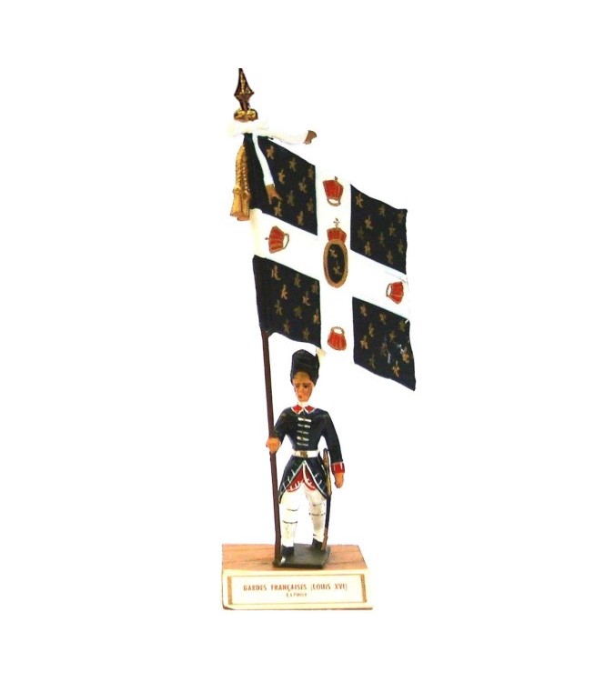 étendard des Gardes Françaises Louis XVI (1780, Louis XVI) sur socle bois