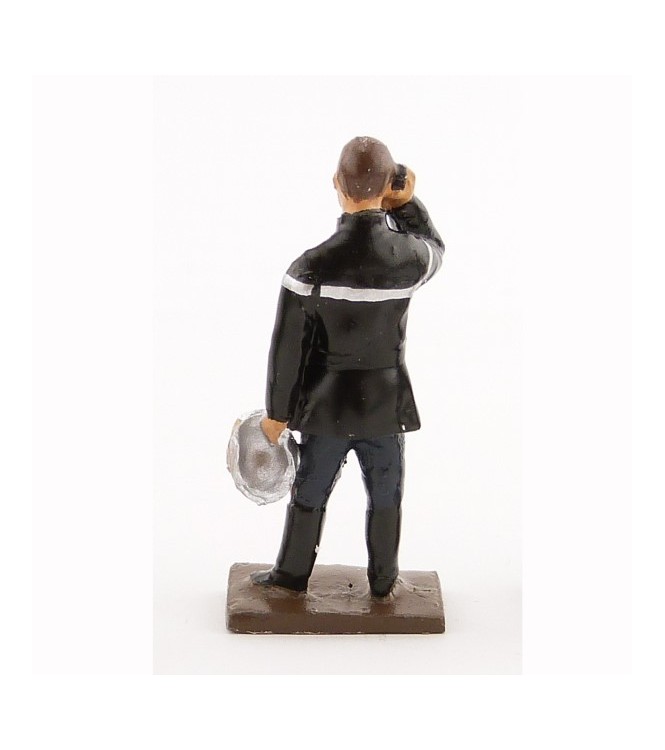 pompier au téléphone (ou talkie-walkie) (collection ''minis'' h.40 mm)