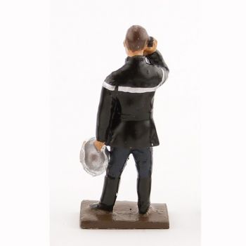 pompier au téléphone (ou talkie-walkie) (collection ''minis'' h.40 mm)