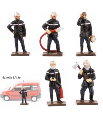 ensemble de 5 pompiers, collection ''minis'' 1/43e (h.40 mm)