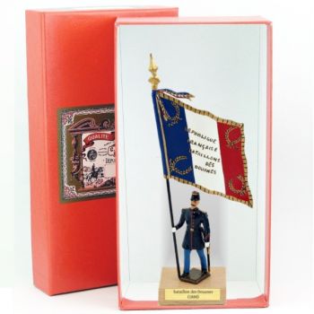 porte-drapeau grand modèle des douaniers (IIIe république) en coffret rouge