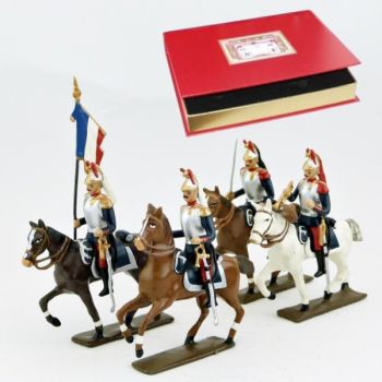 Cuirassiers à cheval 1914, pantalon garance, Coffret de 4 cavaliers