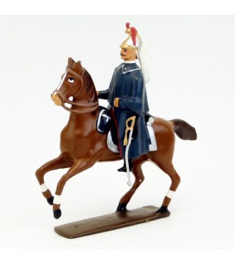 officier des dragons en capote, tenue rouge et bleu