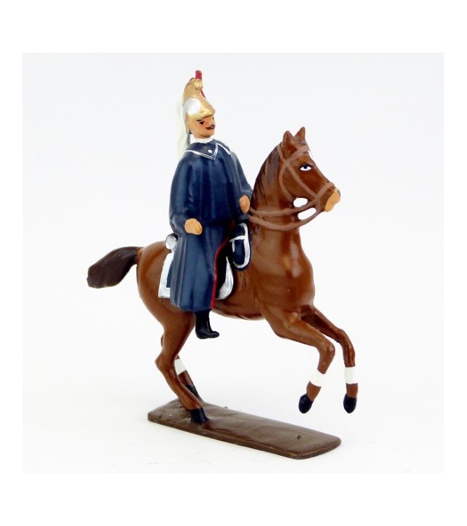 officier des dragons en capote, tenue rouge et bleu