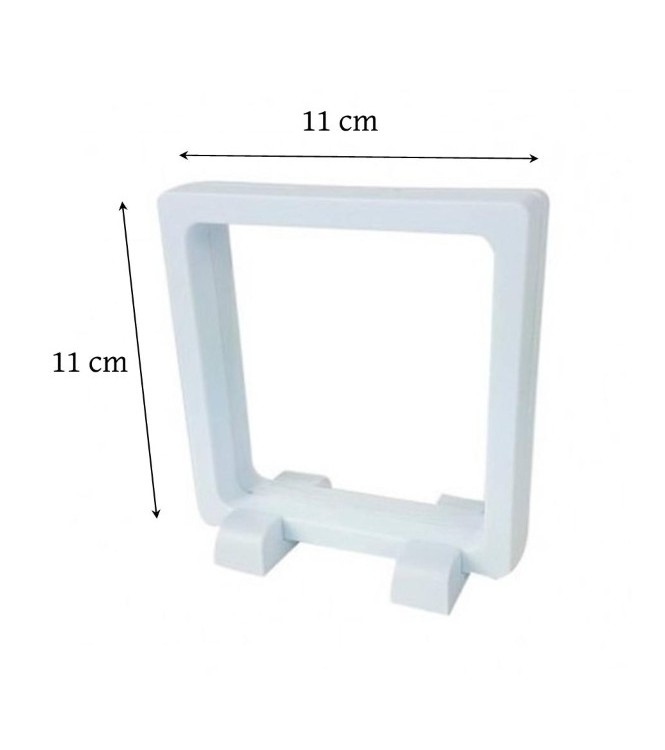 présentoir, effet suspendu, blanc 11x11 cm