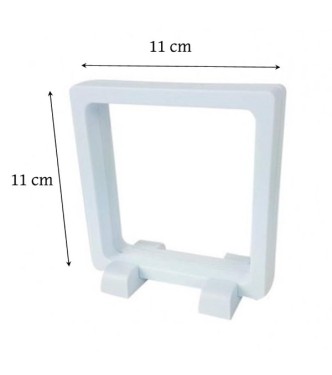 présentoir, effet suspendu, blanc 11x11 cm