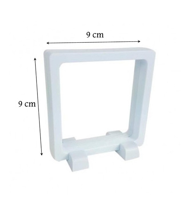 présentoir, effet suspendu, blanc 9x9 cm