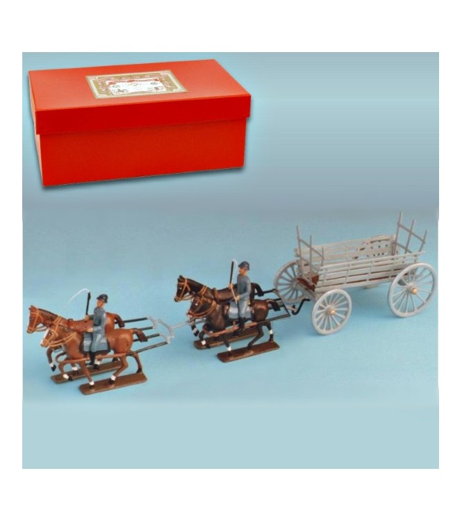 Fourragère hippomobile (4 chevaux, 2 personnage) en coffret rouge