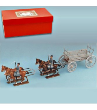 Fourragère hippomobile (4 chevaux, 2 personnage) en coffret rouge
