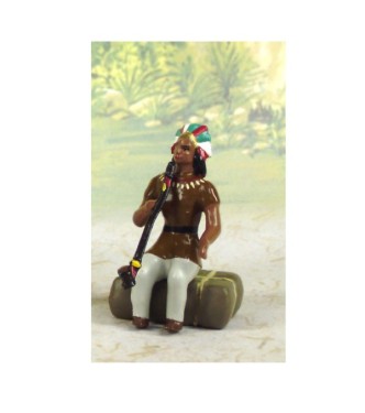 indien assis sur paquetage avec calumet