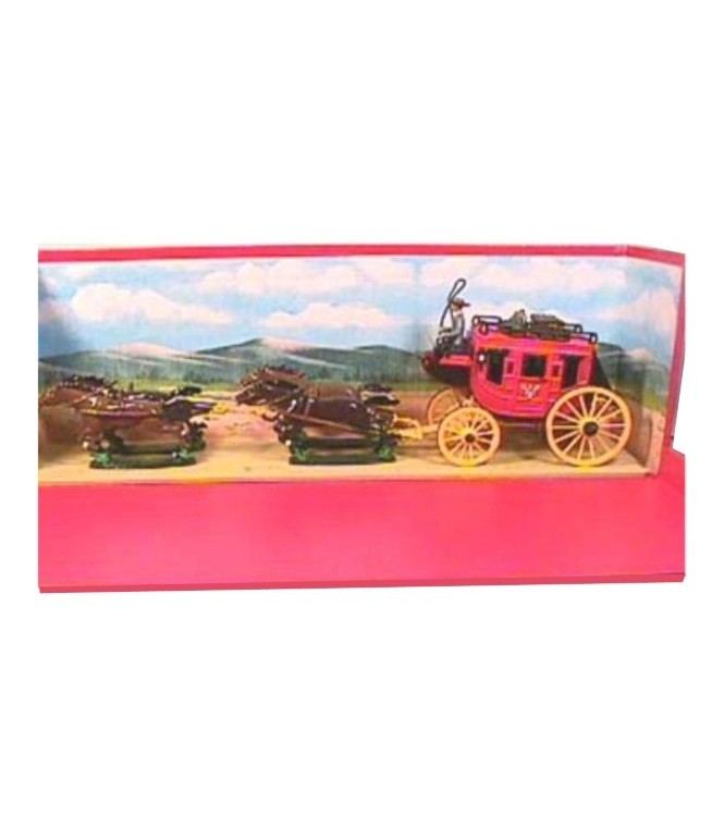 Diligence Wells-Fargo 4 chevaux en coffret diorama