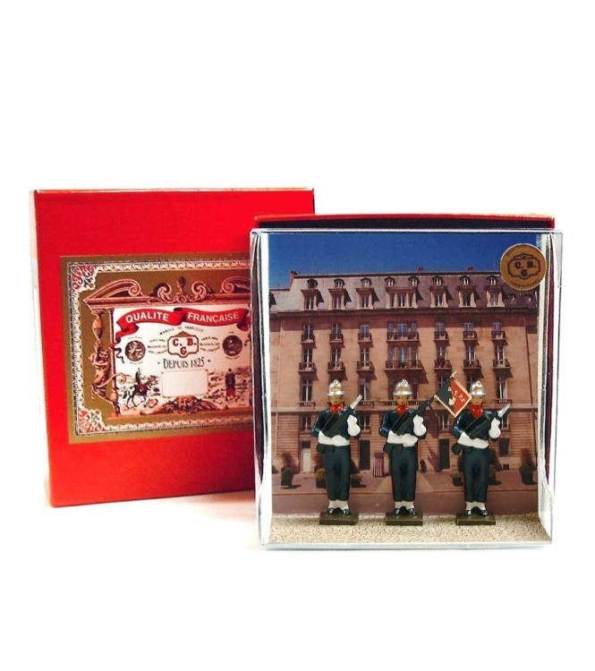 Garde au fanion des Pompiers, ens. de 3 p. en coffret