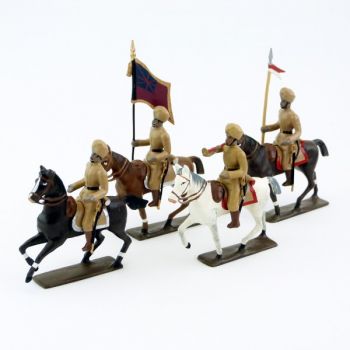 Hindous kakis à cheval, ensemble de 4 cavaliers