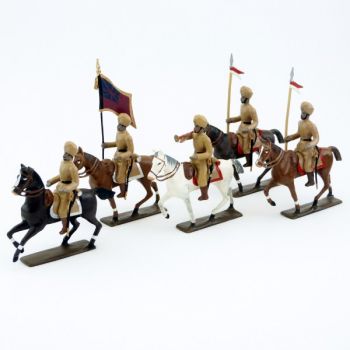 Hindous kakis à cheval, ensemble de 5 cavaliers