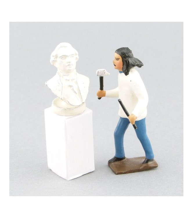 Sculpteur sculptant un buste (2 p.)