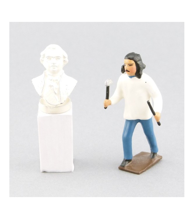 Sculpteur sculptant un buste (2 p.)