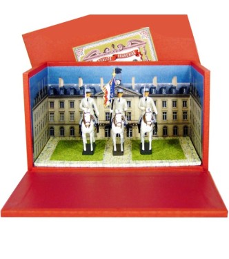 coffret diorama Garde à l'étendard de l'EAABC (3 cavaliers)