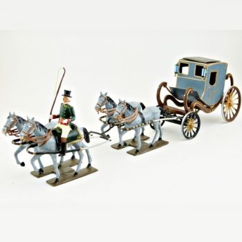 Chaise de Poste de Napoléon 1er, 4 chevaux, en coffret diorama