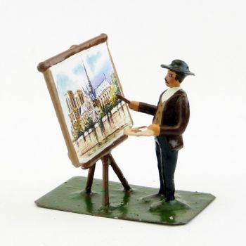 Peintre Montmartre debout devant chevalet