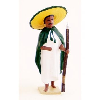 goumier en blanc cape verte chapeau jaune avec fusil