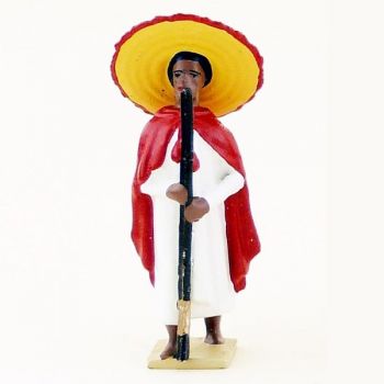 goumier en blanc cape rouge chapeau jaune avec fusil