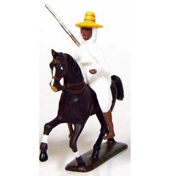 Goumier à cheval cape blanche et chapeau de paille