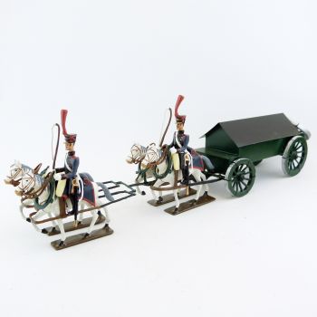 Caisson Gribeauval, attelage 4 chevaux (blancs)