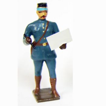 officier des Transmissions (sapeurs télégraphistes) en B.H. avec papier et crayo